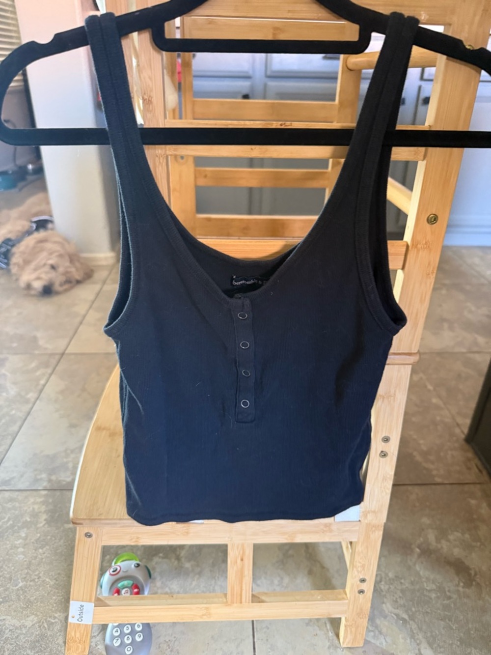 Abercrombie & Fitch Black Ribbed Henley Tank